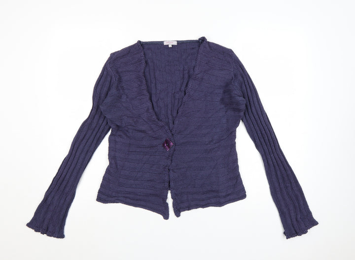 Marks and Spencer Women Purple Knit V-Neck Cardigan M
