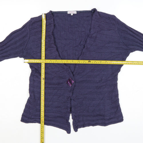 Marks and Spencer Women Purple Knit V-Neck Cardigan M