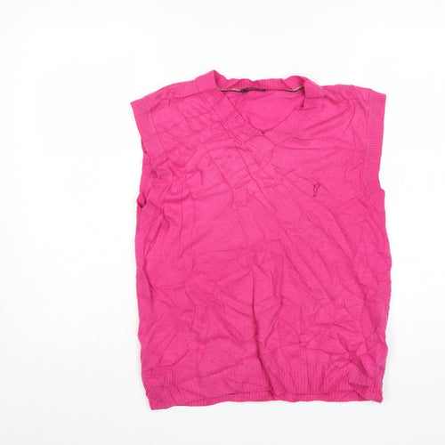 Golfino Women's Pink Merino Blend Sleeveless V-Neck Knit Vest Size 12