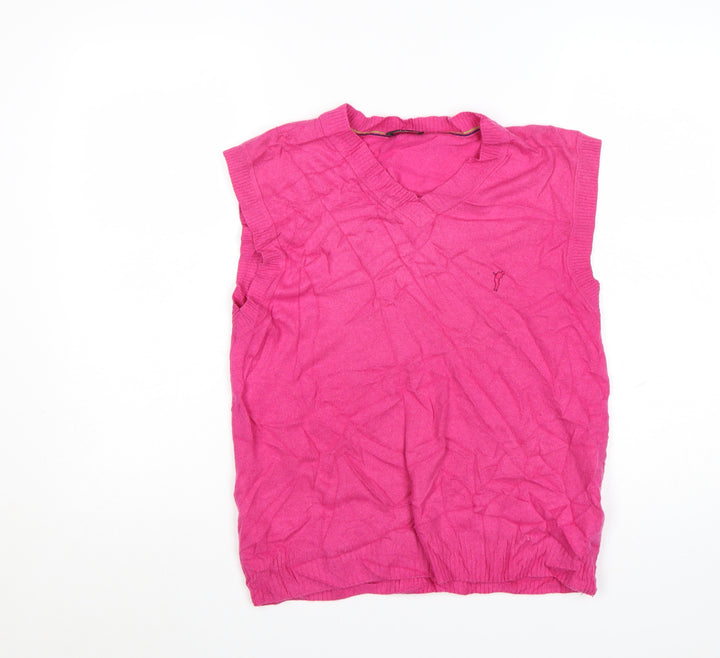 Golfino Women's Pink Merino Blend Sleeveless V-Neck Knit Vest Size 12