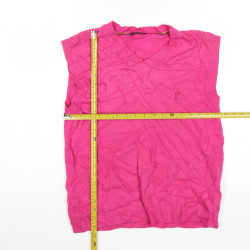 Golfino Women's Pink Merino Blend Sleeveless V-Neck Knit Vest Size 12