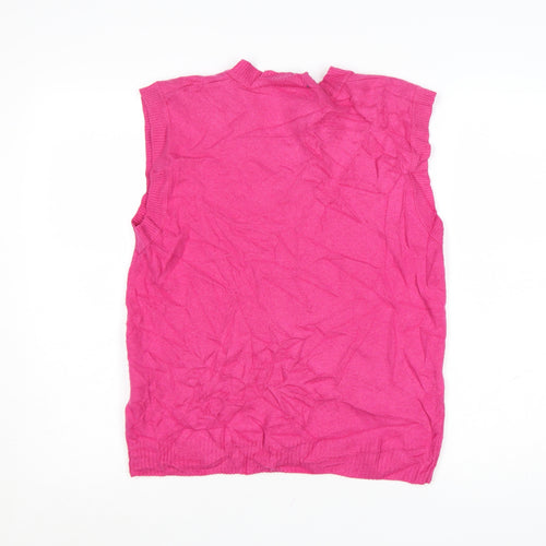 Golfino Women's Pink Merino Blend Sleeveless V-Neck Knit Vest Size 12