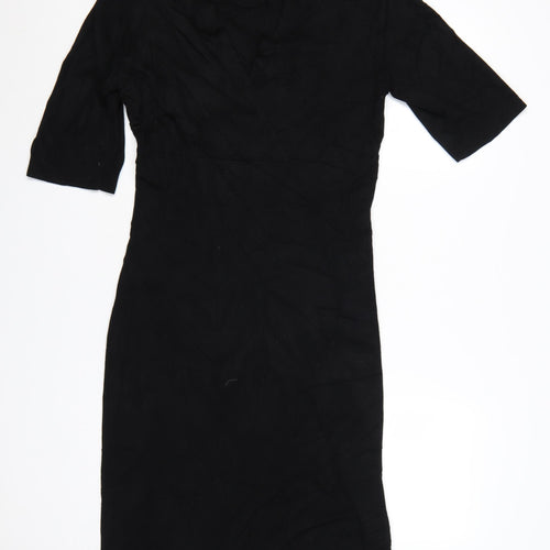 Jigsaw Women's Black Medium Bodycon Knit V-Neck Dress