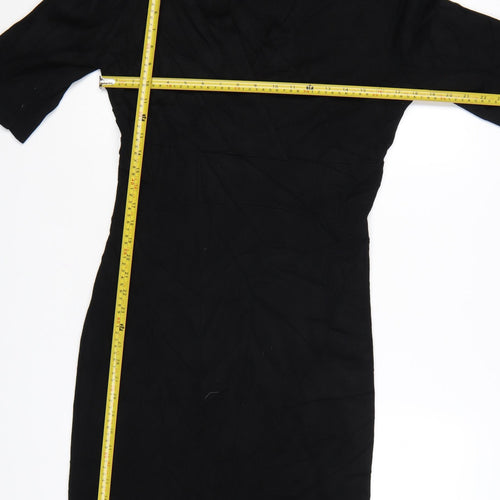 Jigsaw Women's Black Medium Bodycon Knit V-Neck Dress
