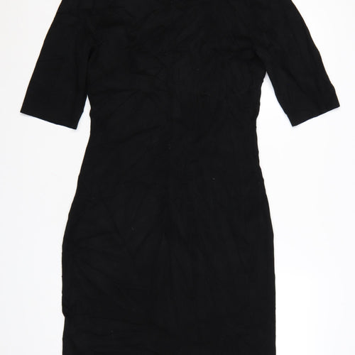 Jigsaw Women's Black Medium Bodycon Knit V-Neck Dress