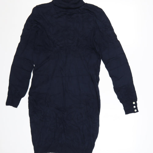 Next Women Black Size 12 Knit Bodycon Roll Neck Long Sleeve Dress