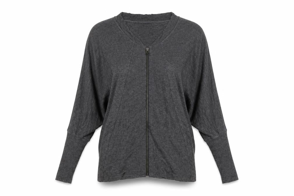 Zara Women Grey V-Neck Full Zip Relaxed Jumper Size 10