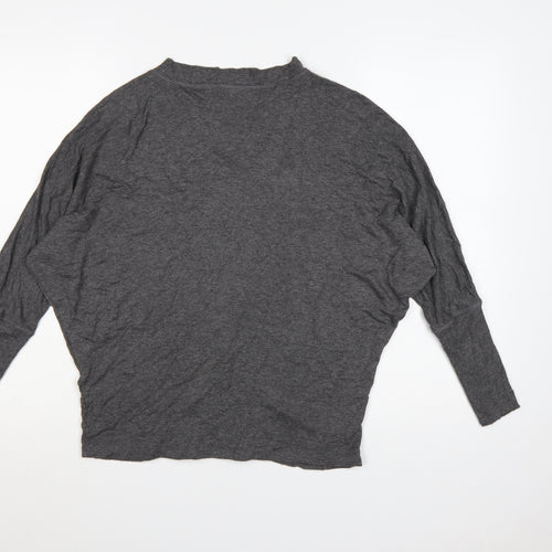 Zara Women Grey V-Neck Full Zip Relaxed Jumper Size 10