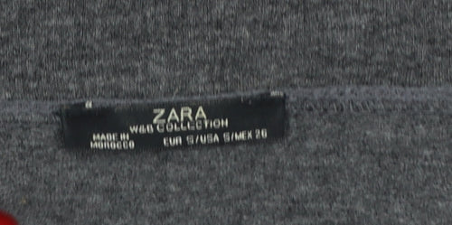 Zara Women Grey V-Neck Full Zip Relaxed Jumper Size 10