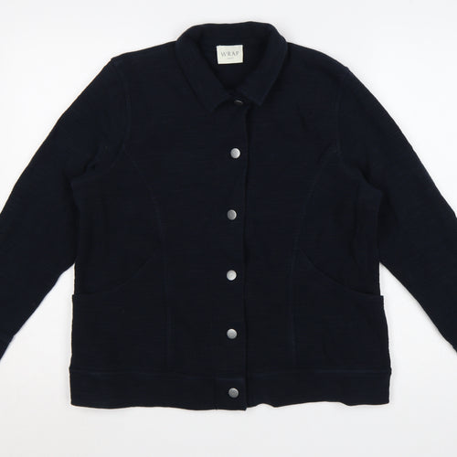Wrap London Women's Navy Cotton Collared Cardigan Size 16