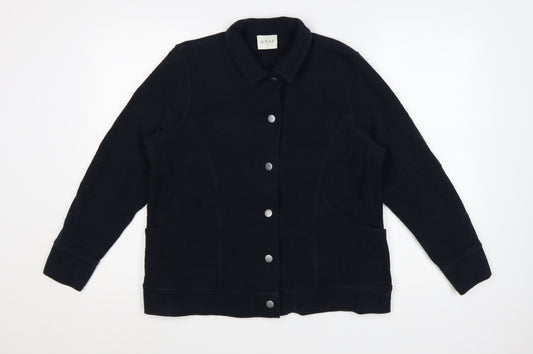 Wrap London Women's Navy Cotton Collared Cardigan Size 16