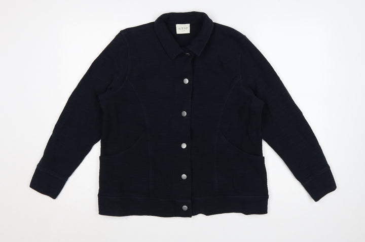 Wrap London Women's Navy Cotton Collared Cardigan Size 16