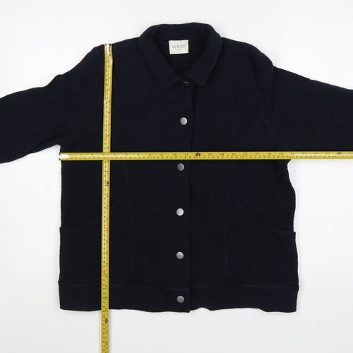 Wrap London Women's Navy Cotton Collared Cardigan Size 16