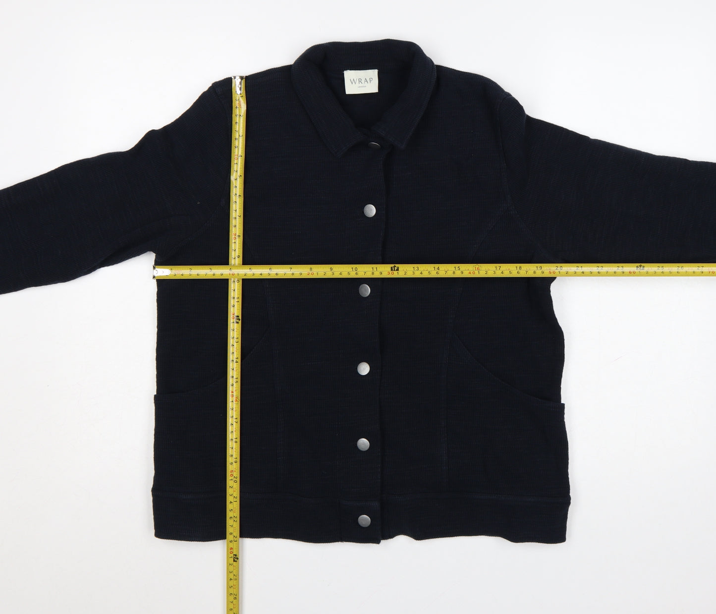 Wrap London Women's Navy Cotton Collared Cardigan Size 16