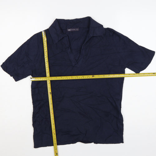 Marks and Spencer Women's Blue Collared Polo Top Size L