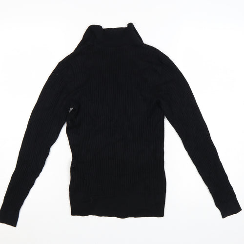 Marks and Spencer Women's Black Collared Ribbed Pullover Jumper Size 10