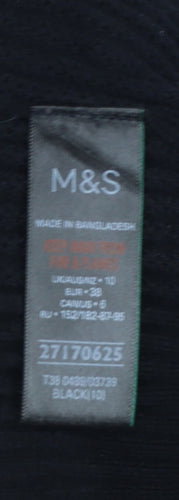 Marks and Spencer Women's Black Collared Ribbed Pullover Jumper Size 10