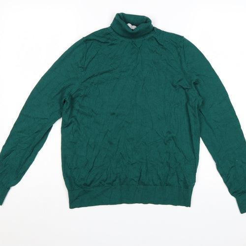 Marks and Spencer Women’s Green Merino Wool Roll Neck Jumper Size 12