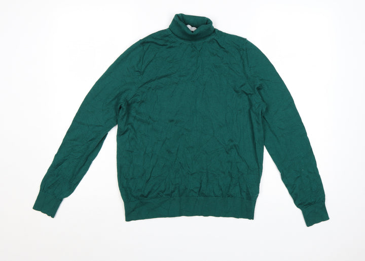 Marks and Spencer Women’s Green Merino Wool Roll Neck Jumper Size 12