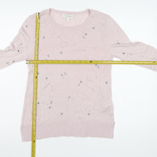 Monsoon Women’s Pink Star Embroidered Cotton Cashmere Jumper Size S