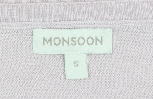 Monsoon Women’s Pink Star Embroidered Cotton Cashmere Jumper Size S