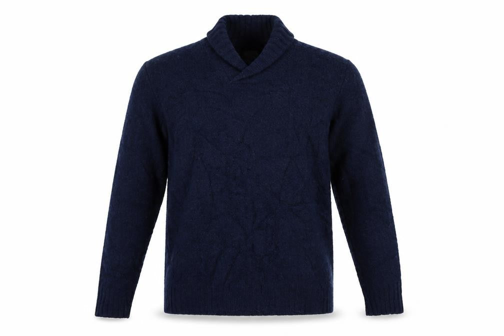 Kin by John Lewis Men's Blue Wool Blend Shawl Neck Jumper Size S