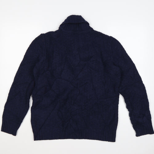 Kin by John Lewis Men's Blue Wool Blend Shawl Neck Jumper Size S