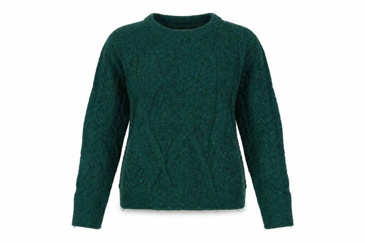 FatFace Women’s Green Wool Blend Cable Knit Jumper UK 8