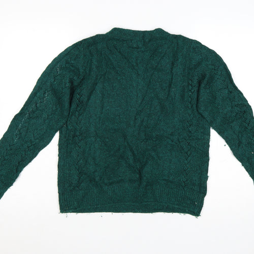 Fat Face Women’s Green Wool Blend Cable Knit Jumper UK 8