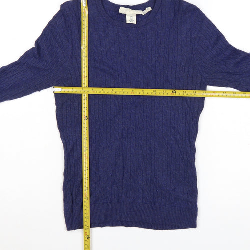 H&M Women’s Blue Merino Wool Blend Cable-Knit Jumper Size 10