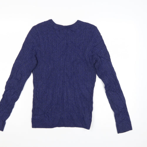 H&M Women’s Blue Merino Wool Blend Cable-Knit Jumper Size 10
