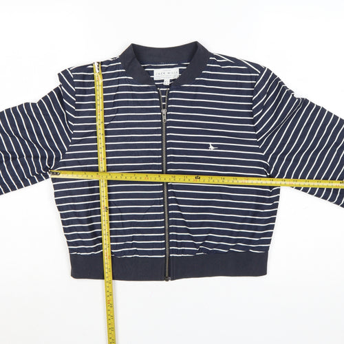 Jack Wills Womens Blue Striped Bomber Jacket Size 12 Cotton