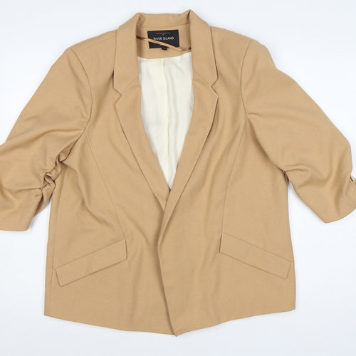 River Island Women Beige Size 14 Regular Fit Tailored Blazer Jacket