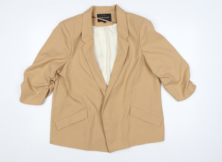 River Island Women Beige Size 14 Regular Fit Tailored Blazer Jacket