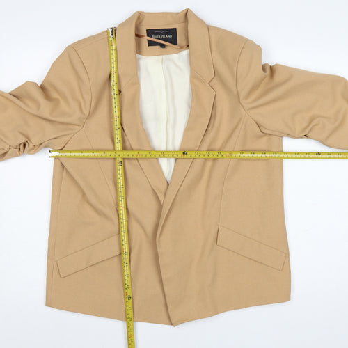 River Island Women Beige Size 14 Regular Fit Tailored Blazer Jacket