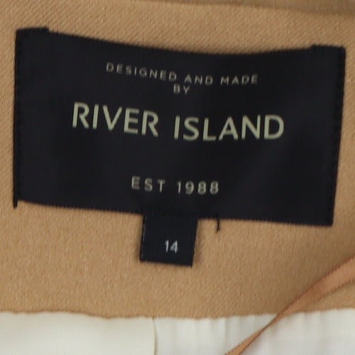 River Island Women Beige Size 14 Regular Fit Tailored Blazer Jacket