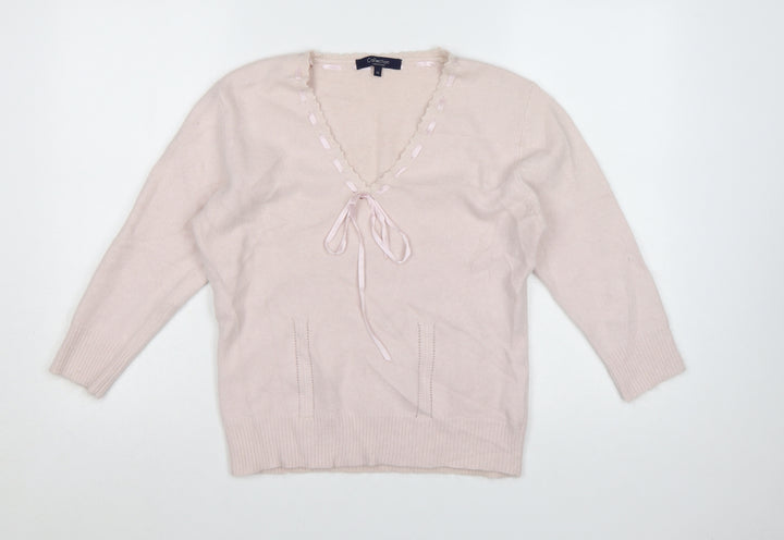 Debenhams Women Pink Angora Blend V-Neck Jumper Size 16