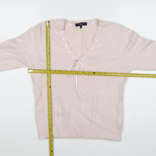 Debenhams Women Pink Angora Blend V-Neck Jumper Size 16