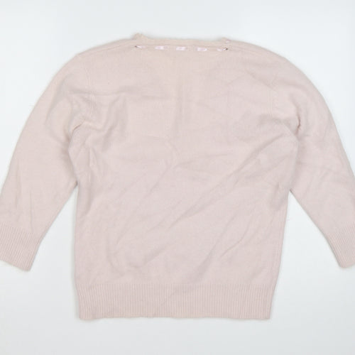 Debenhams Women Pink Angora Blend V-Neck Jumper Size 16