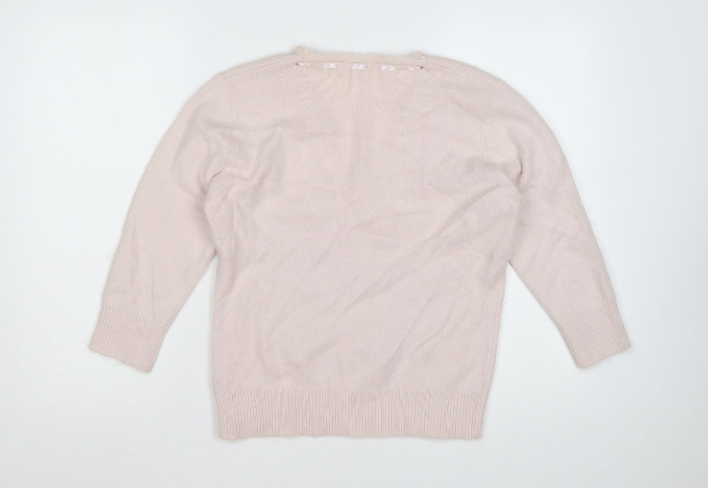 Debenhams Women Pink Angora Blend V-Neck Jumper Size 16