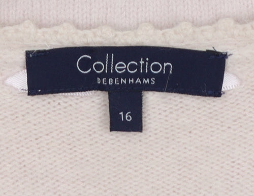 Debenhams Women Pink Angora Blend V-Neck Jumper Size 16