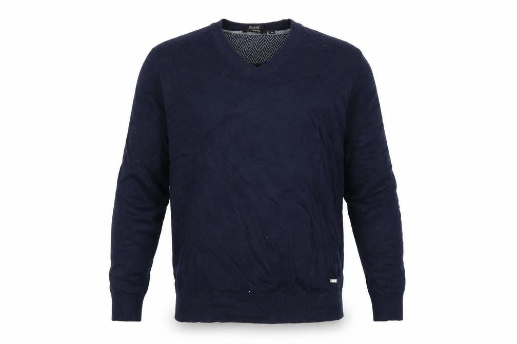 Hugo Boss Men's Blue V-Neck Cotton Wool Jumper M Regular Fit
