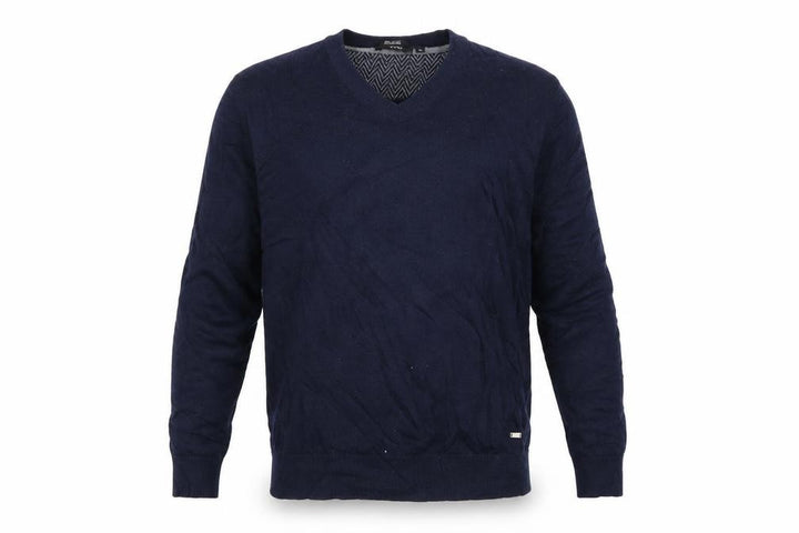 Hugo Boss Men's Blue V-Neck Cotton Wool Jumper M Regular Fit