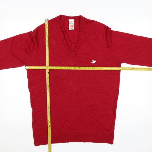 Marks and Spencer St Michael Men's Red Wool V-Neck Jumper M