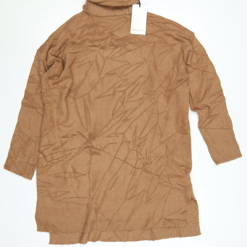 Brave Soul Women’s Brown Roll Neck Tunic Knit Jumper Size 10