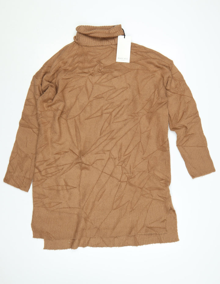 Brave Soul Women’s Brown Roll Neck Tunic Knit Jumper Size 10