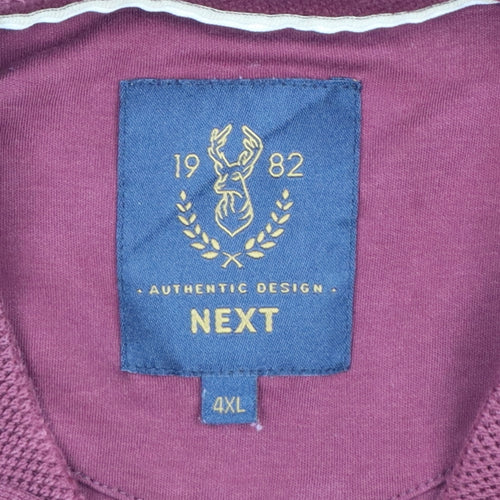 Next Men's Red Argyle Cotton Polo Shirt 4XL Regular Fit