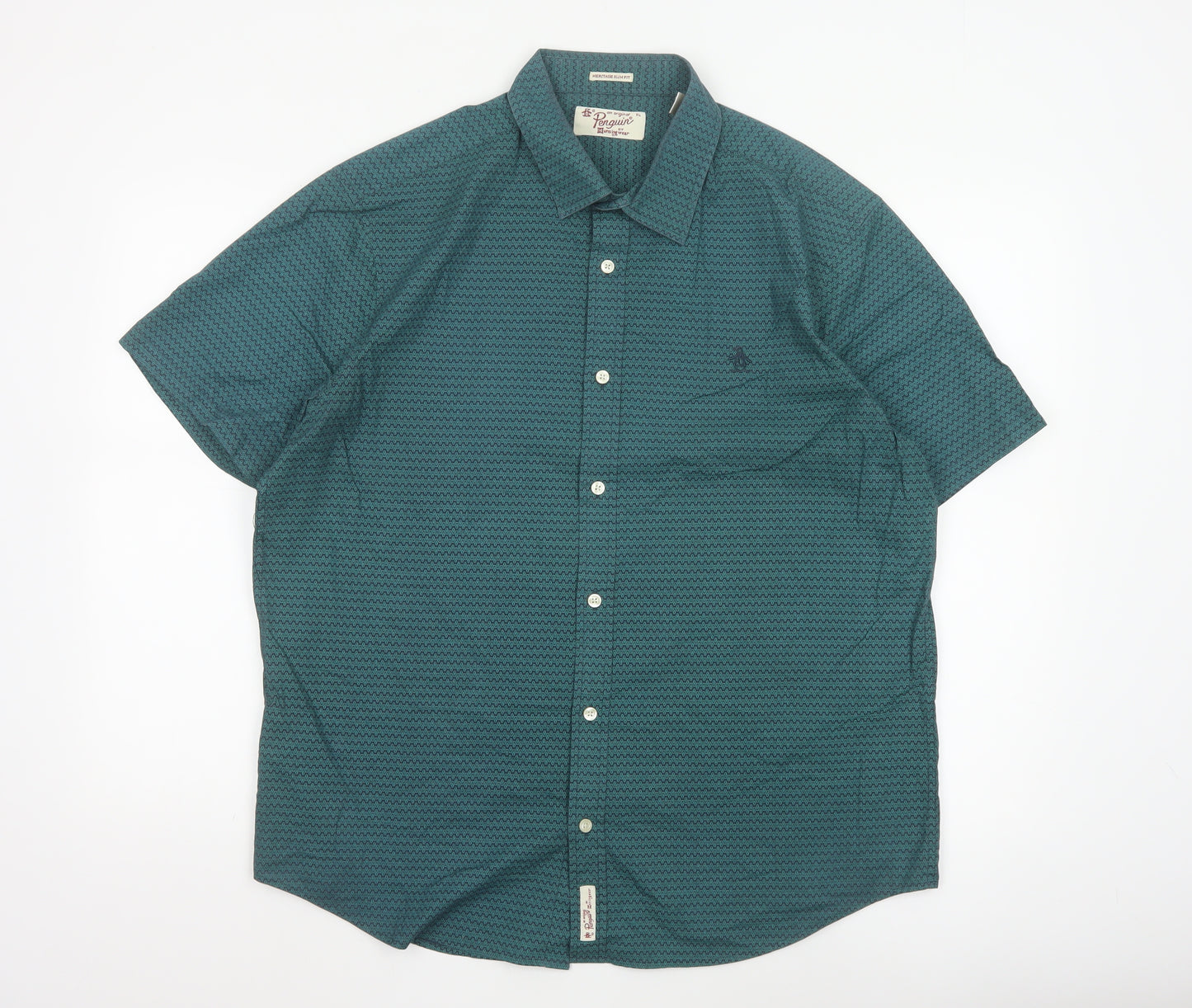 Original Penguin by Munsingwear Men’s Green Short Sleeve Slim Fit Shirt XL