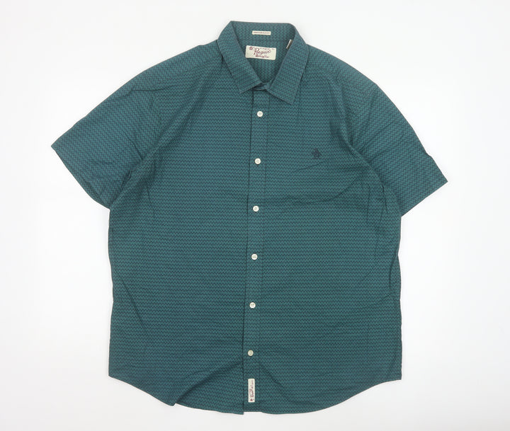Original Penguin by Munsingwear Men’s Green Short Sleeve Slim Fit Shirt XL