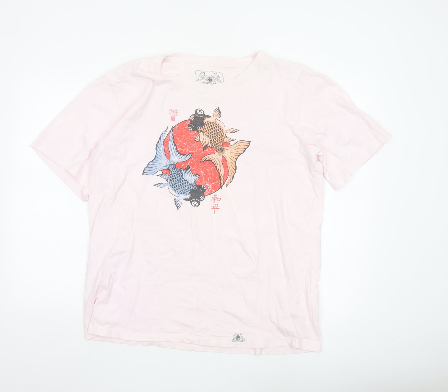 Black Stars Mens Pink 2XL Japanese Art Cotton Graphic T-Shirt